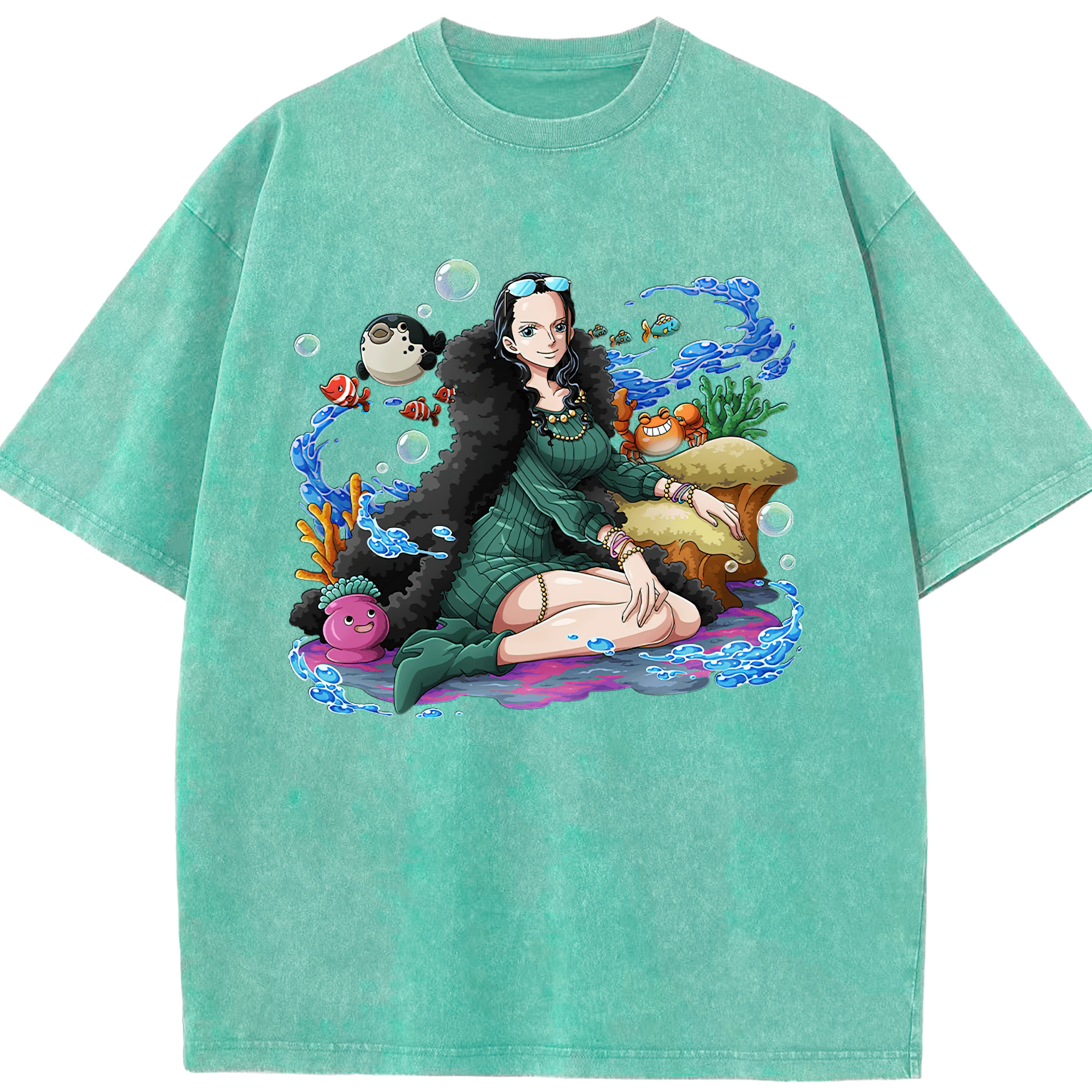 ワンピース ニコ・ロビン ONE PIECE Nico Robin 綿100% ヴィンテージ風 半袖Tシャツ（フロントプリント）